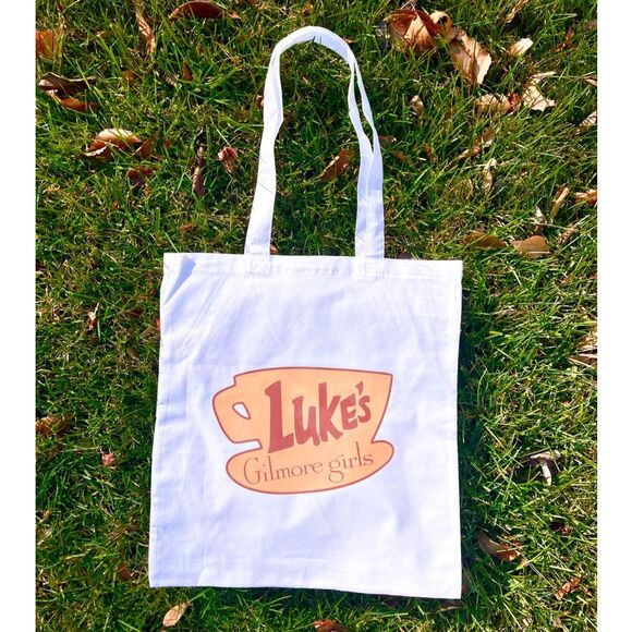 Luke's Diner Gilmore Girls Tote Bag White Reusable Cotton Merch Gift 15" x 16" - Picture 1 of 3